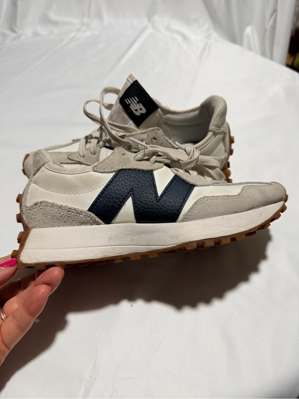 Womens New Balance 327 Athletic Shoe - Moonbeam / Black - Picture 9 of 12